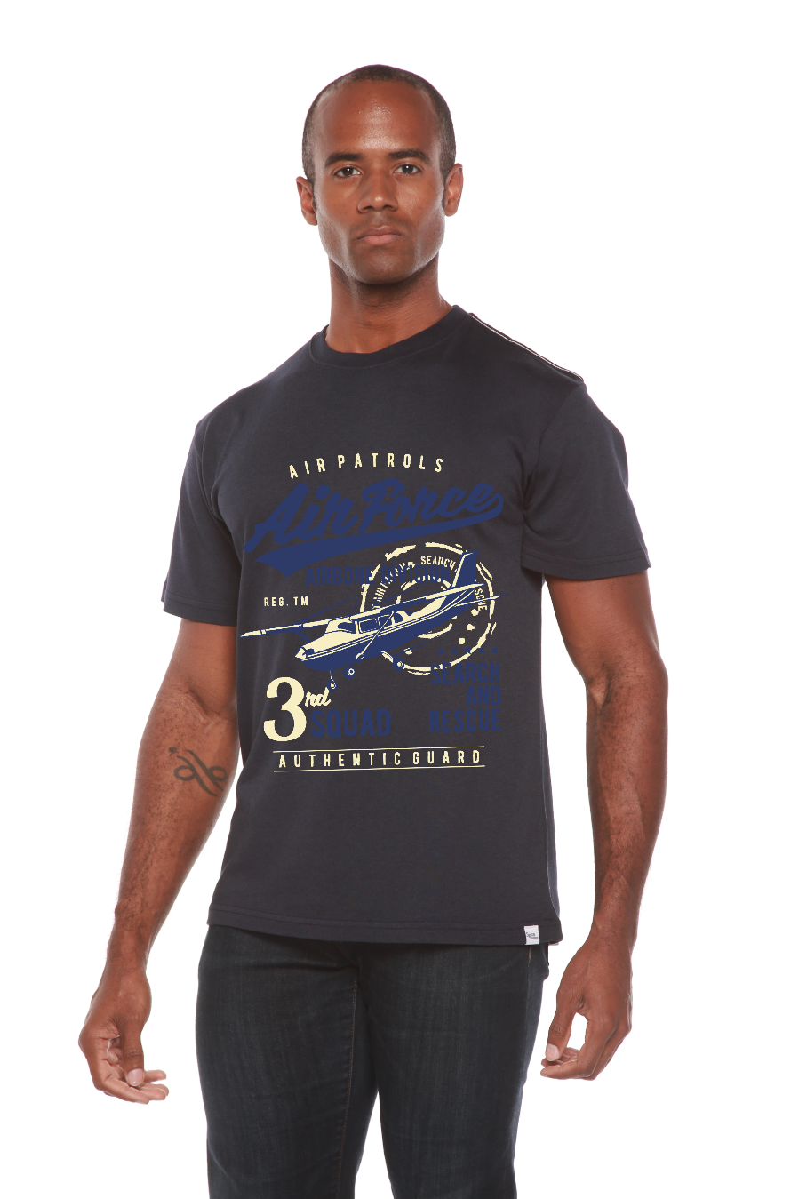Camiseta gráfica de manga corta de bambú/algodón orgánico para hombre Air Force