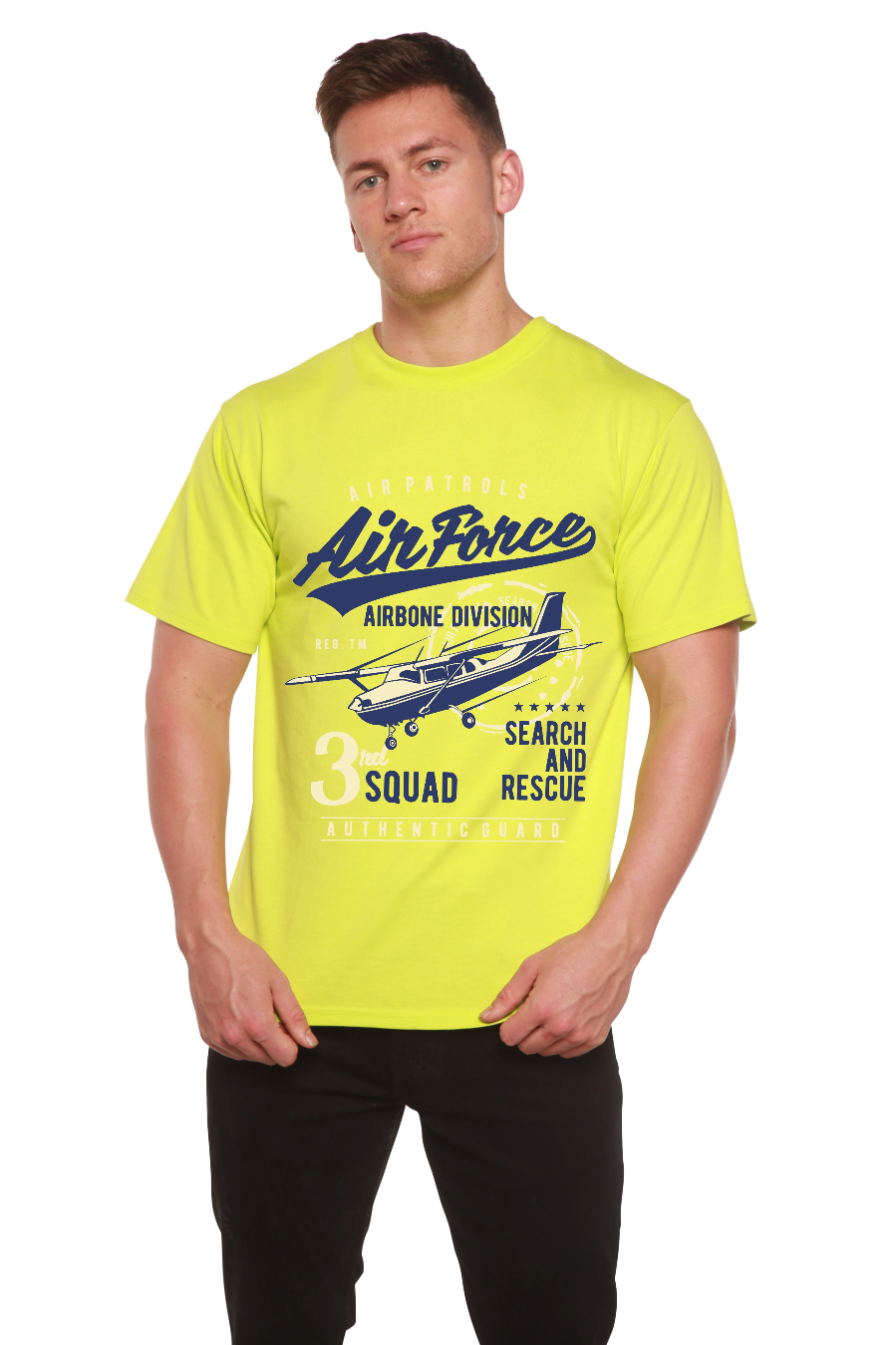 Camiseta gráfica de manga corta de bambú/algodón orgánico para hombre Air Force