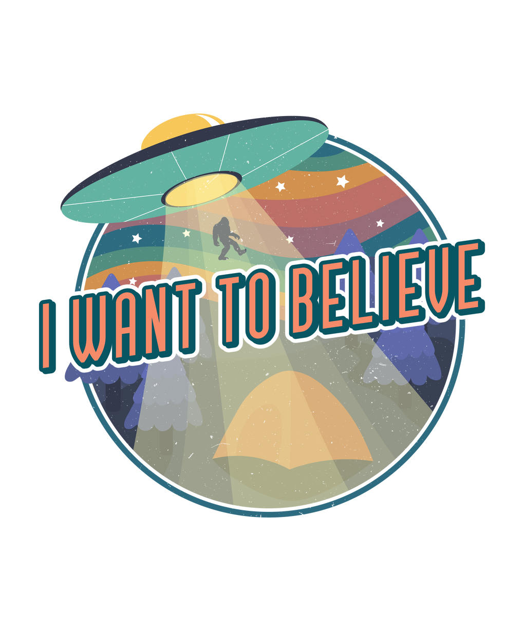 Camiseta de bambú de manga corta estampada para hombre "I Want to Believe"