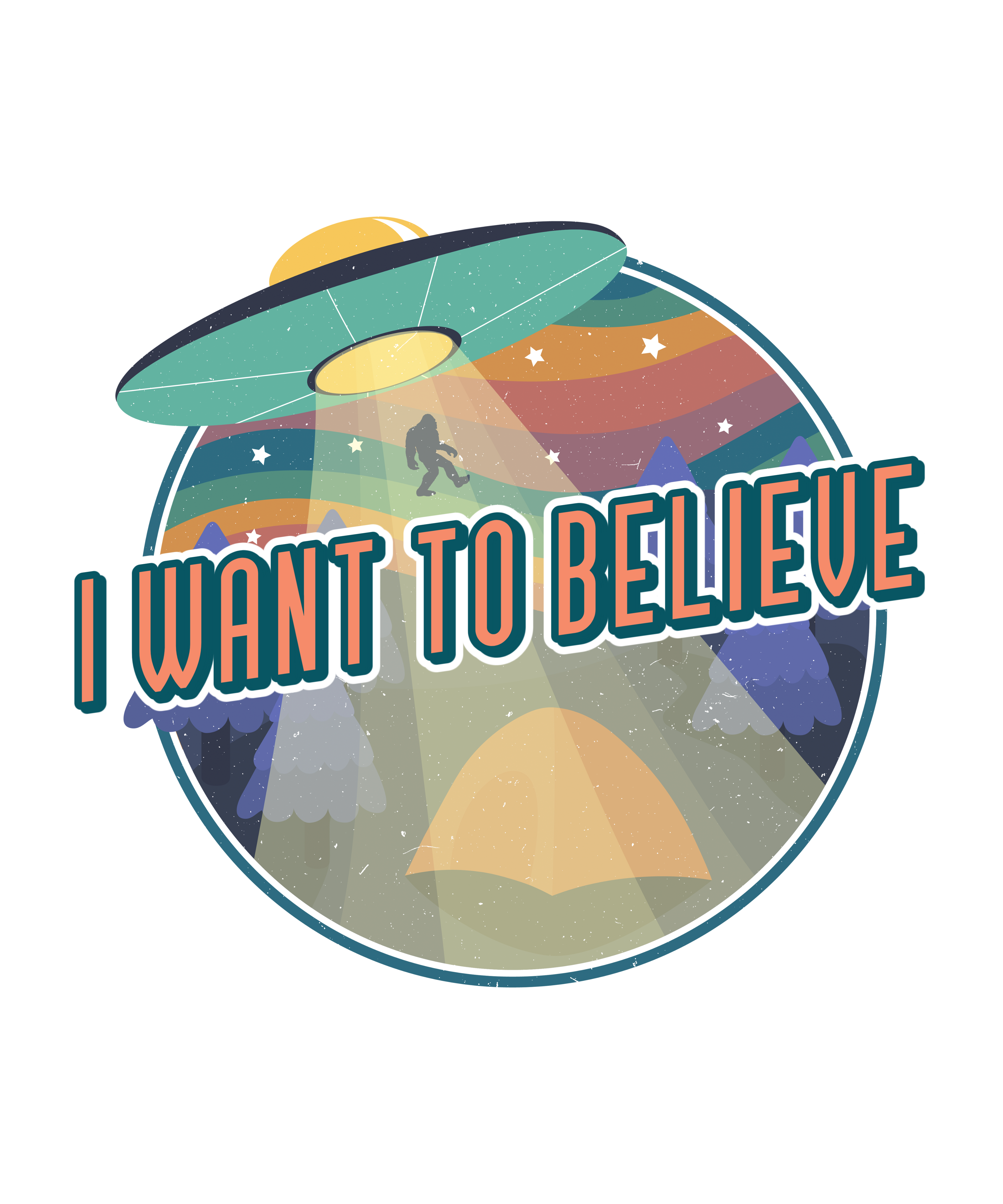 Camiseta de bambú de manga corta estampada para hombre "I Want to Believe"