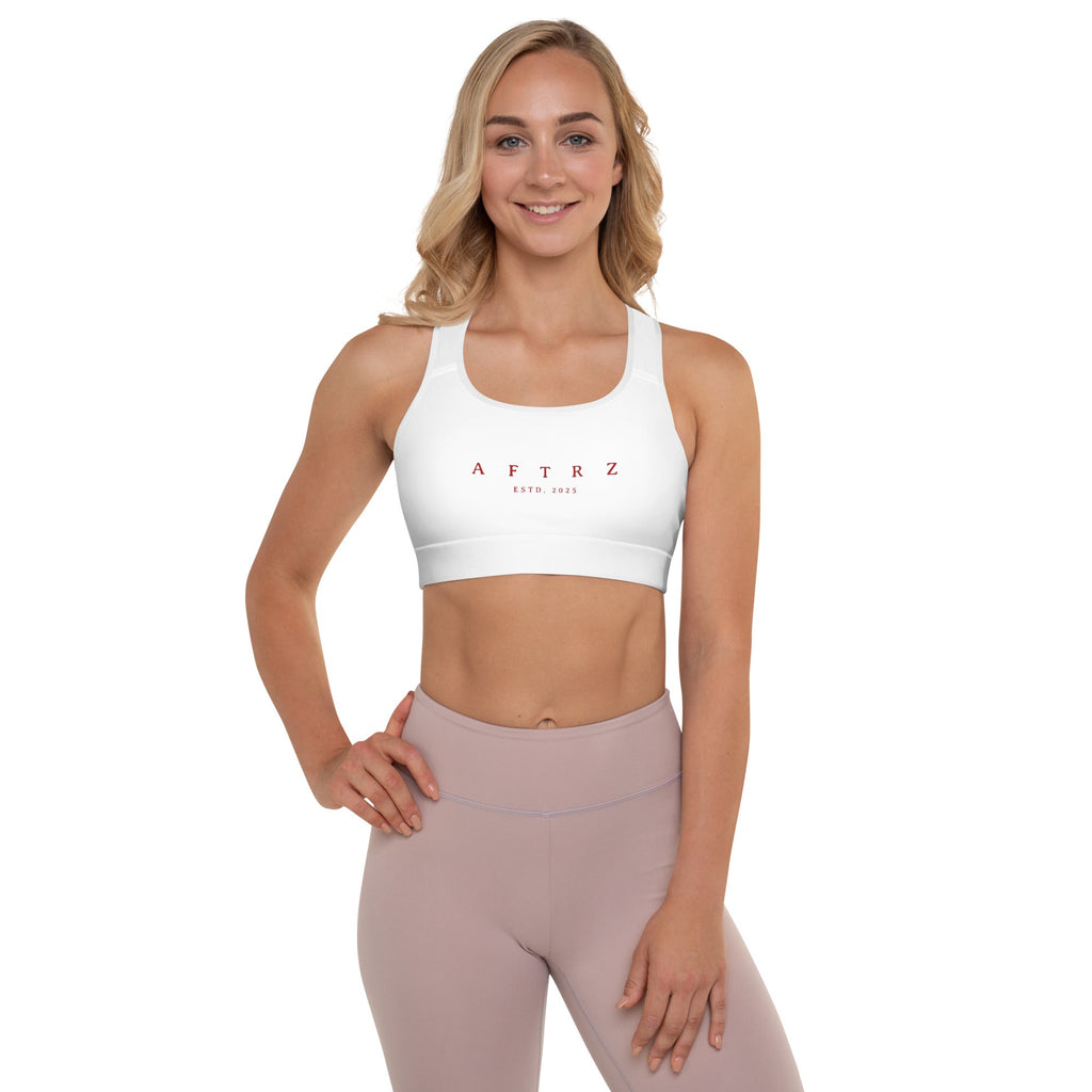 Sujetador deportivo acolchado Aftrz Classics - Blanco con logo rojo