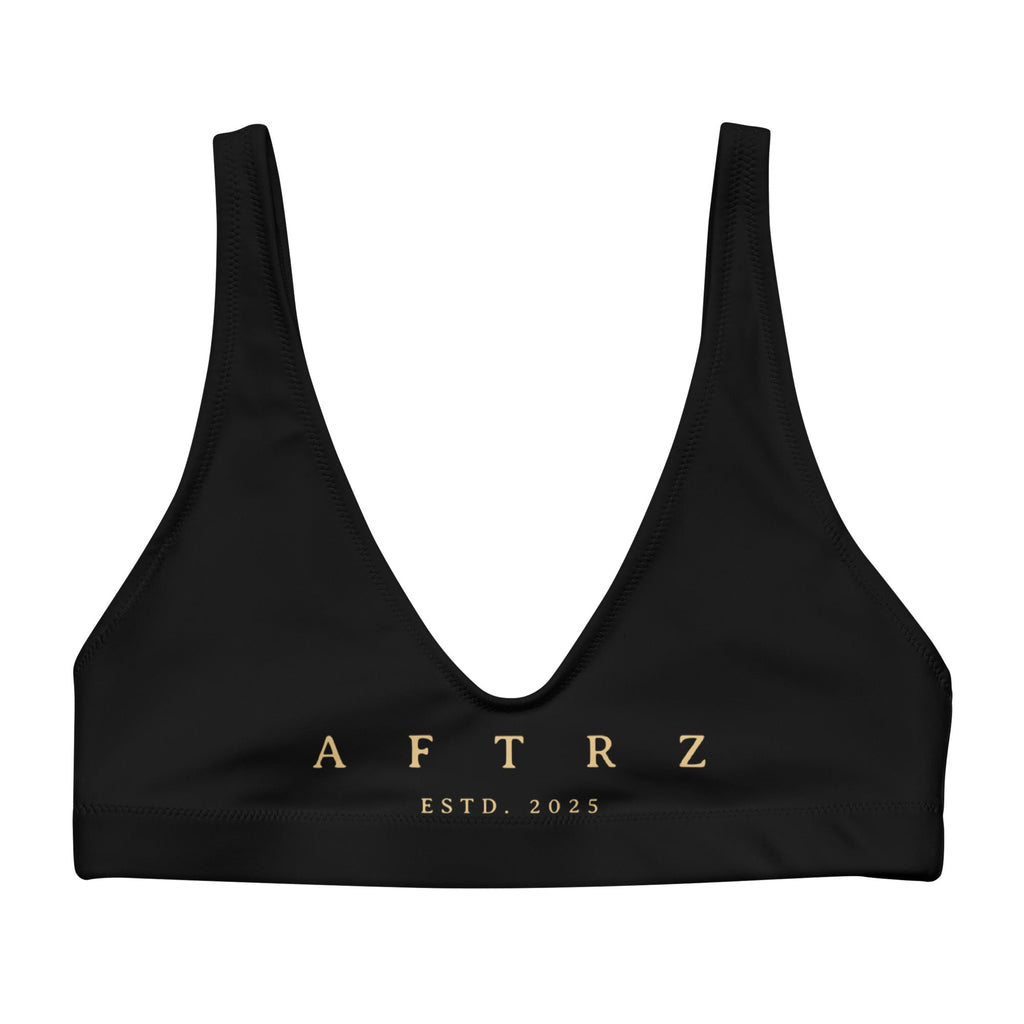 Parte superior de bikini acolchada Aftrz Classics - Negro con logo color canela