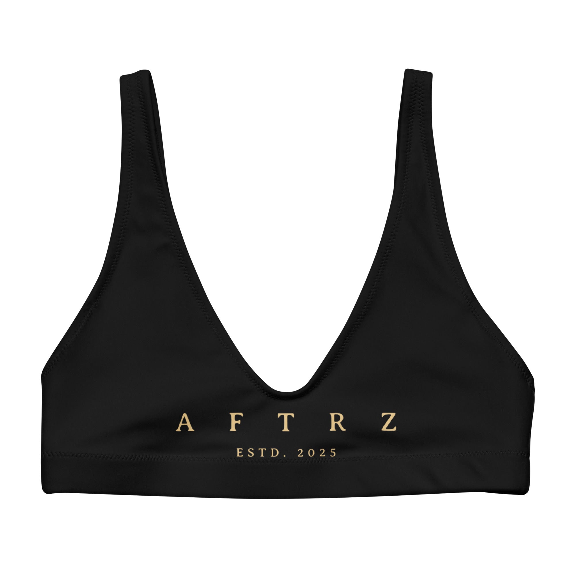 Parte superior de bikini acolchada Aftrz Classics - Negro con logo color canela