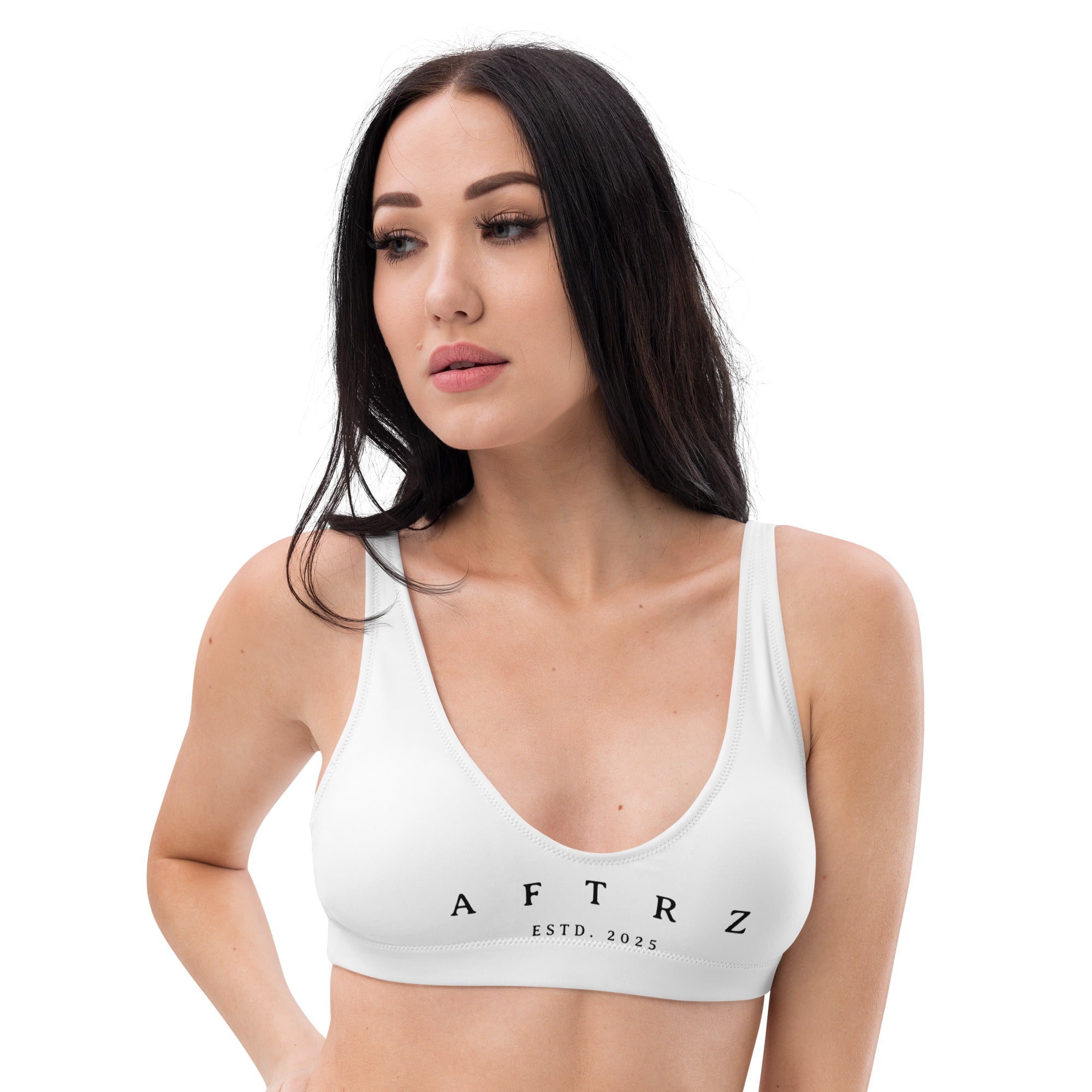 Sujetador de bikini acolchado Aftrz Classics - Blanco con logo negro
