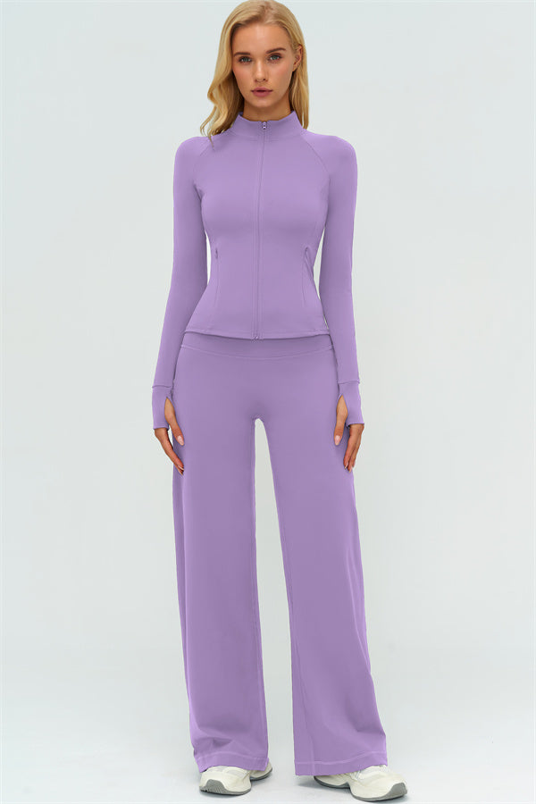 Conjunto de dos piezas de chaqueta Twirl con cremallera y pantalón de pierna recta