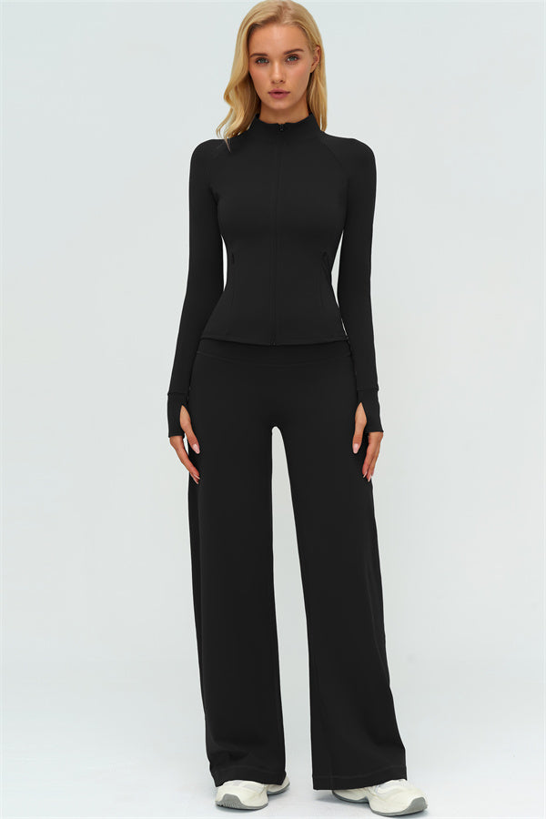 Conjunto de dos piezas de chaqueta Twirl con cremallera y pantalón de pierna recta
