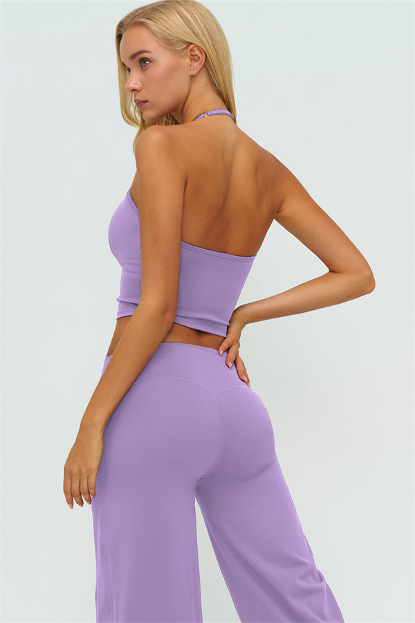 Top Halter Twirl y Pantalones Rectos de 2 Piezas