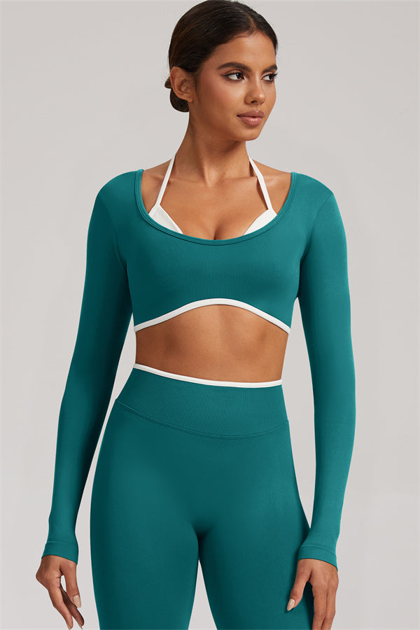 Conjunto de 2 piezas Elevate de leggings y top corto de manga larga