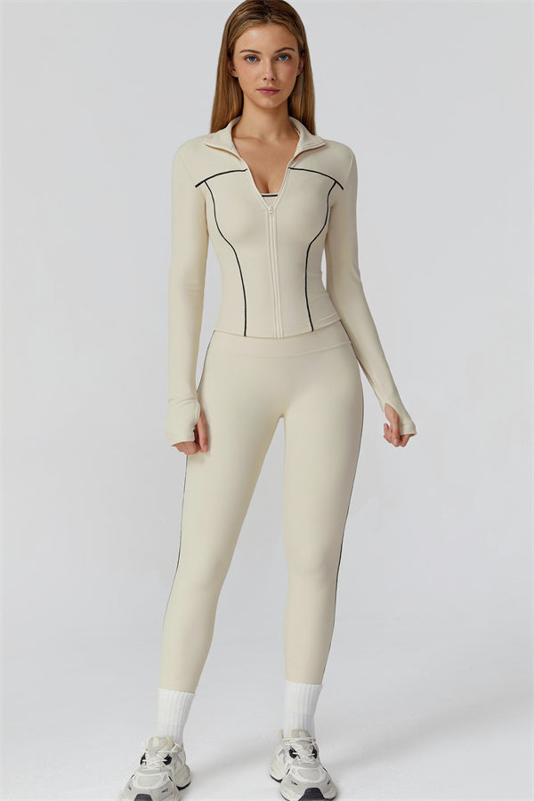 El conjunto de 3 piezas de leggings y sujetador deportivo con cremallera Venus