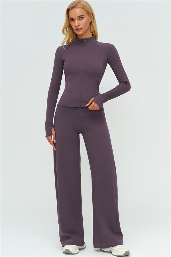 Conjunto de dos piezas de chaqueta Twirl con cremallera y pantalón de pierna recta