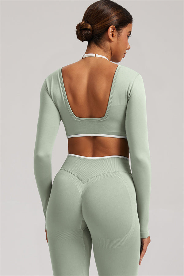 Conjunto de 2 piezas Elevate New: Top corto de manga larga y leggings