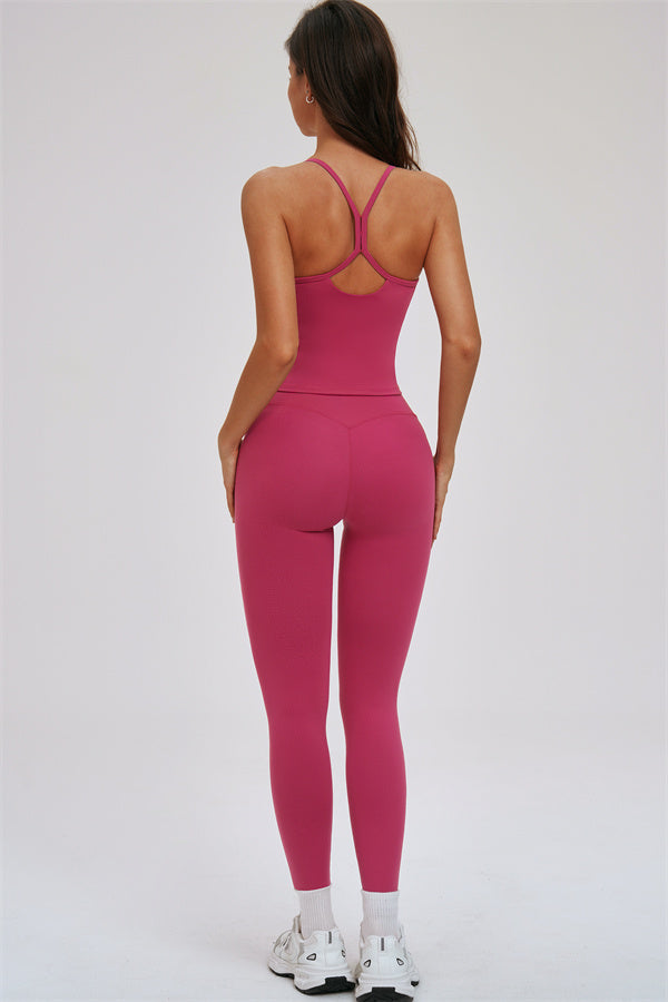 Conjunto de dos piezas de top deportivo y leggings Svelte Cross Back