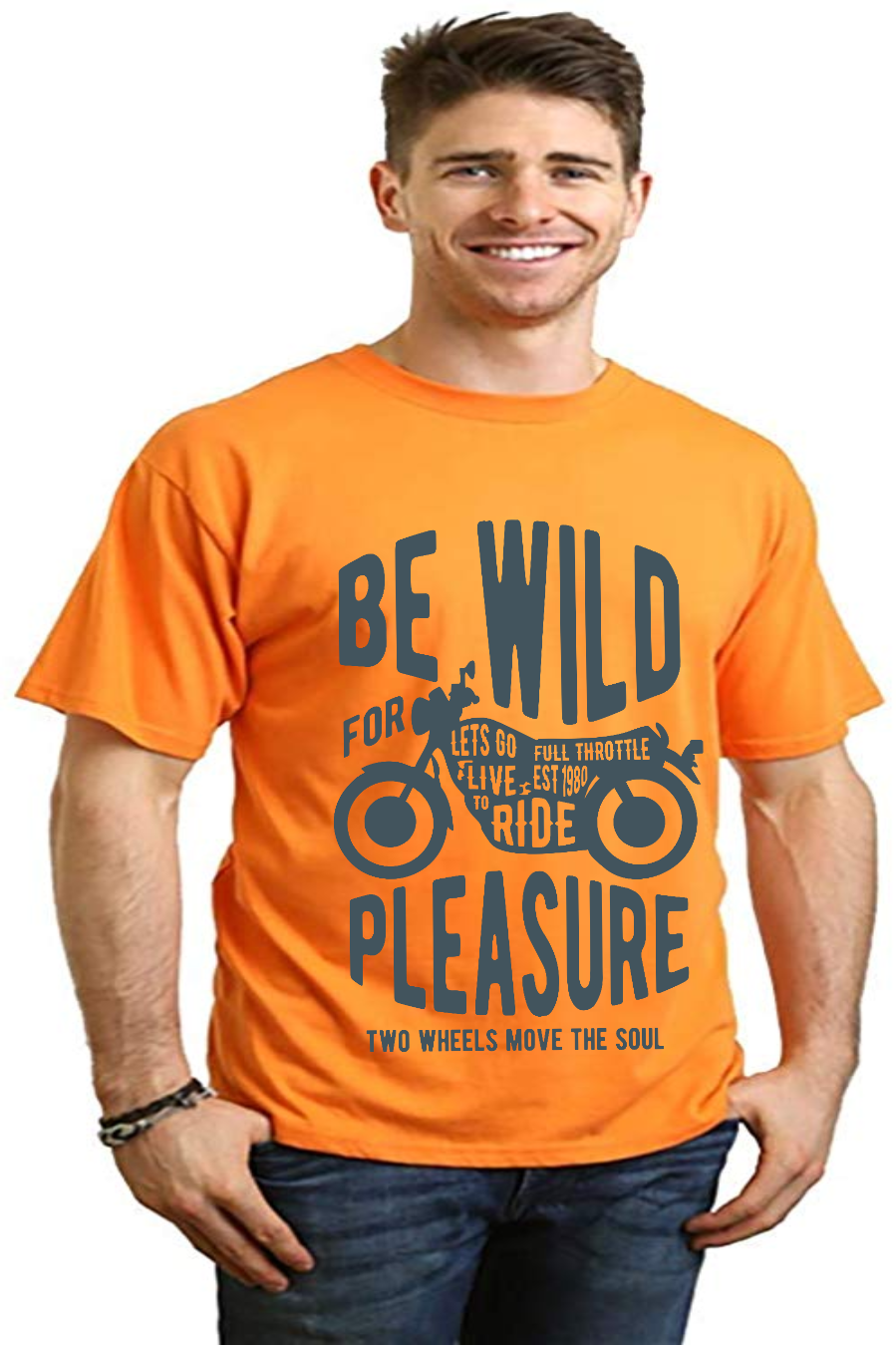 Camiseta gráfica de manga corta de viscosa de bambú/algodón orgánico "Be Wild" para hombre