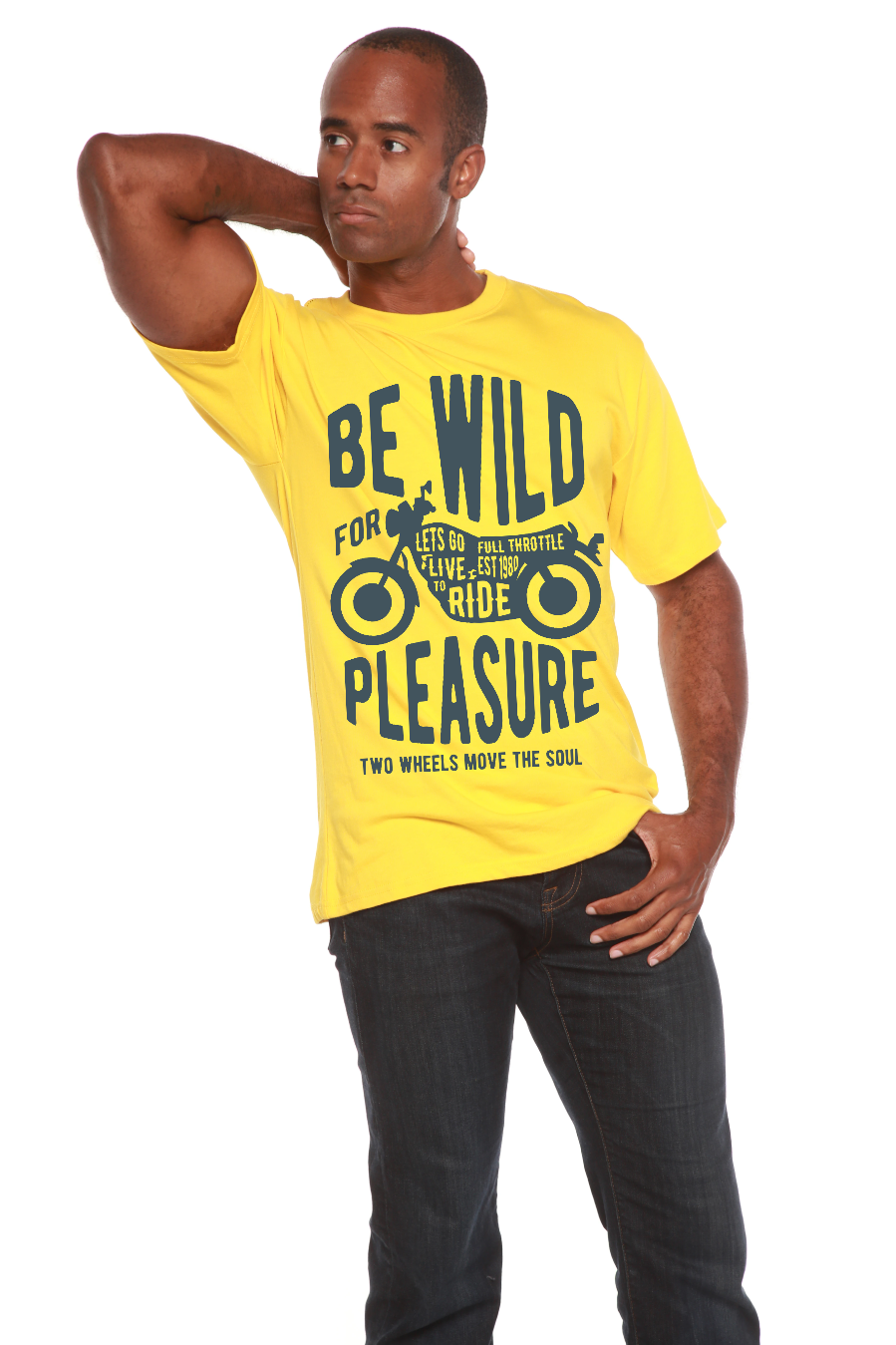 Camiseta gráfica de manga corta de viscosa de bambú/algodón orgánico "Be Wild" para hombre