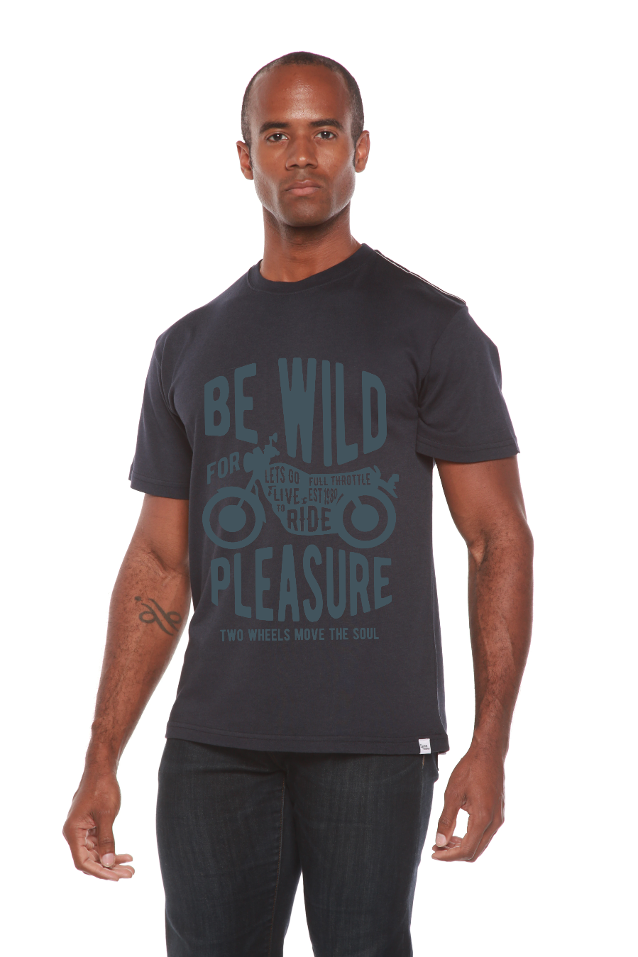 Camiseta gráfica de manga corta de viscosa de bambú/algodón orgánico "Be Wild" para hombre
