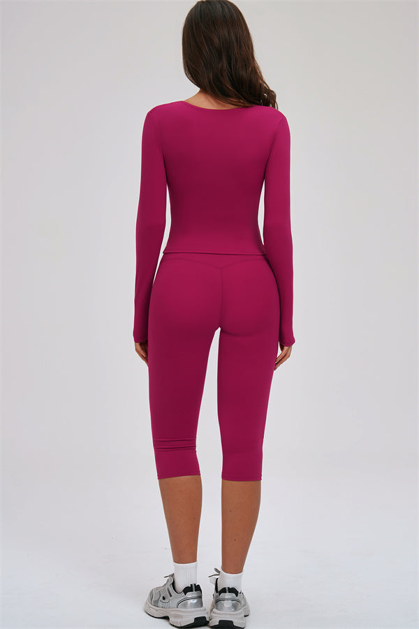 Conjunto de 2 piezas de leggings capri y manga larga Twirl