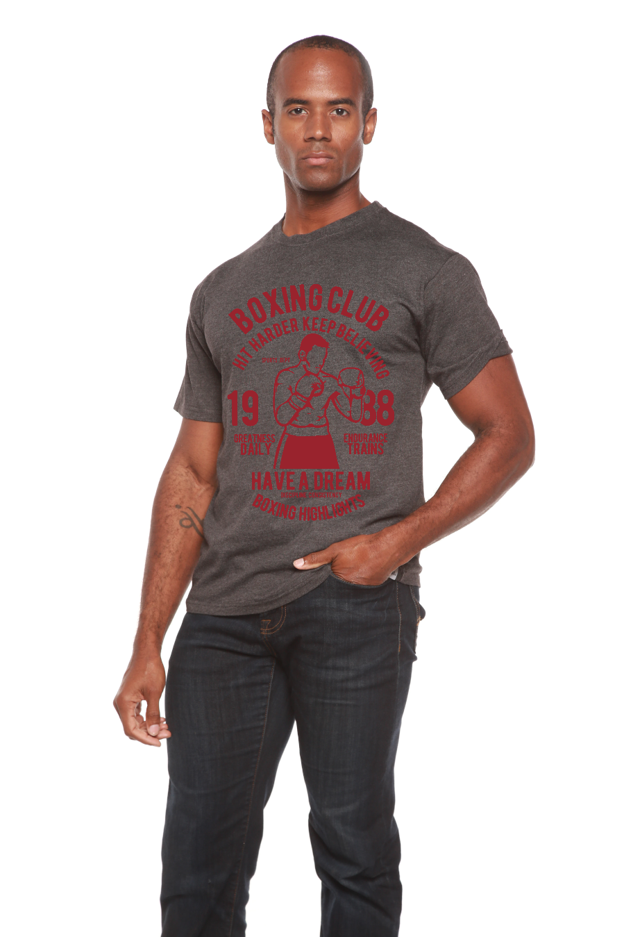 Camiseta gráfica de manga corta de bambú/algodón orgánico para hombre del Boxing Club