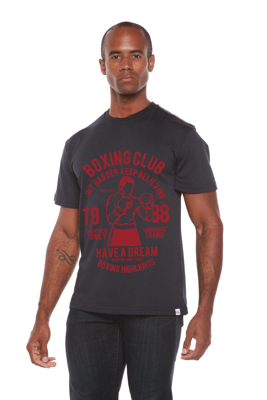 Camiseta gráfica de manga corta de bambú/algodón orgánico para hombre del Boxing Club