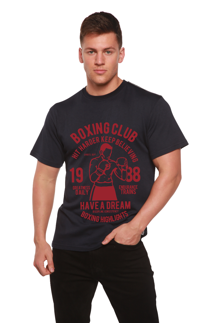 Camiseta gráfica de manga corta de bambú/algodón orgánico para hombre del Boxing Club
