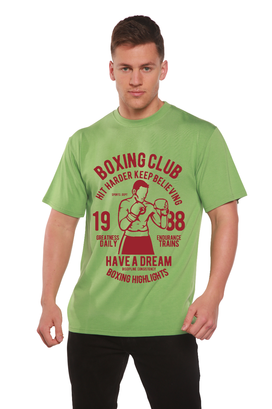 Camiseta gráfica de manga corta de bambú/algodón orgánico para hombre del Boxing Club