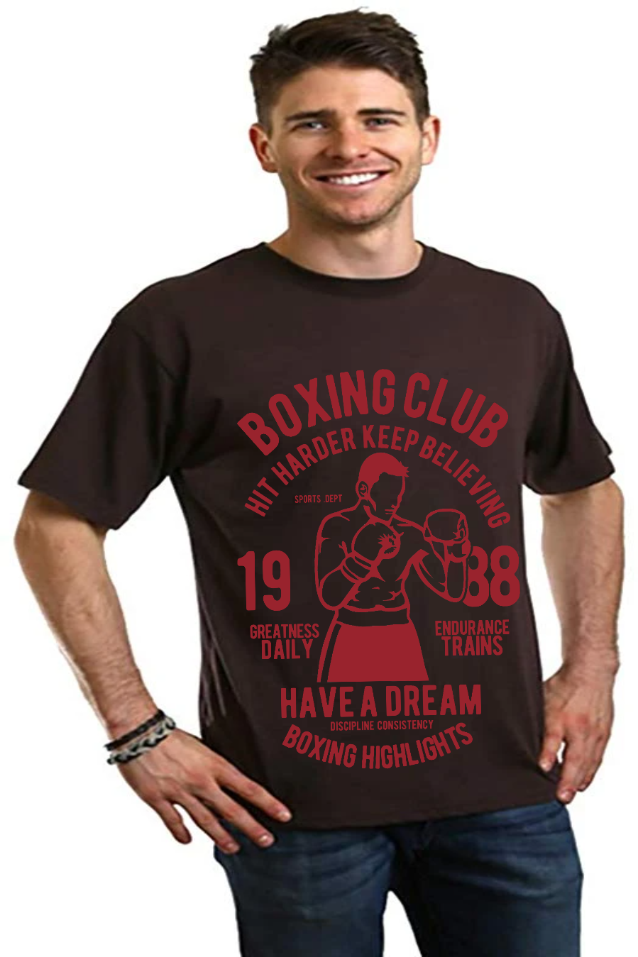Camiseta gráfica de manga corta de bambú/algodón orgánico para hombre del Boxing Club