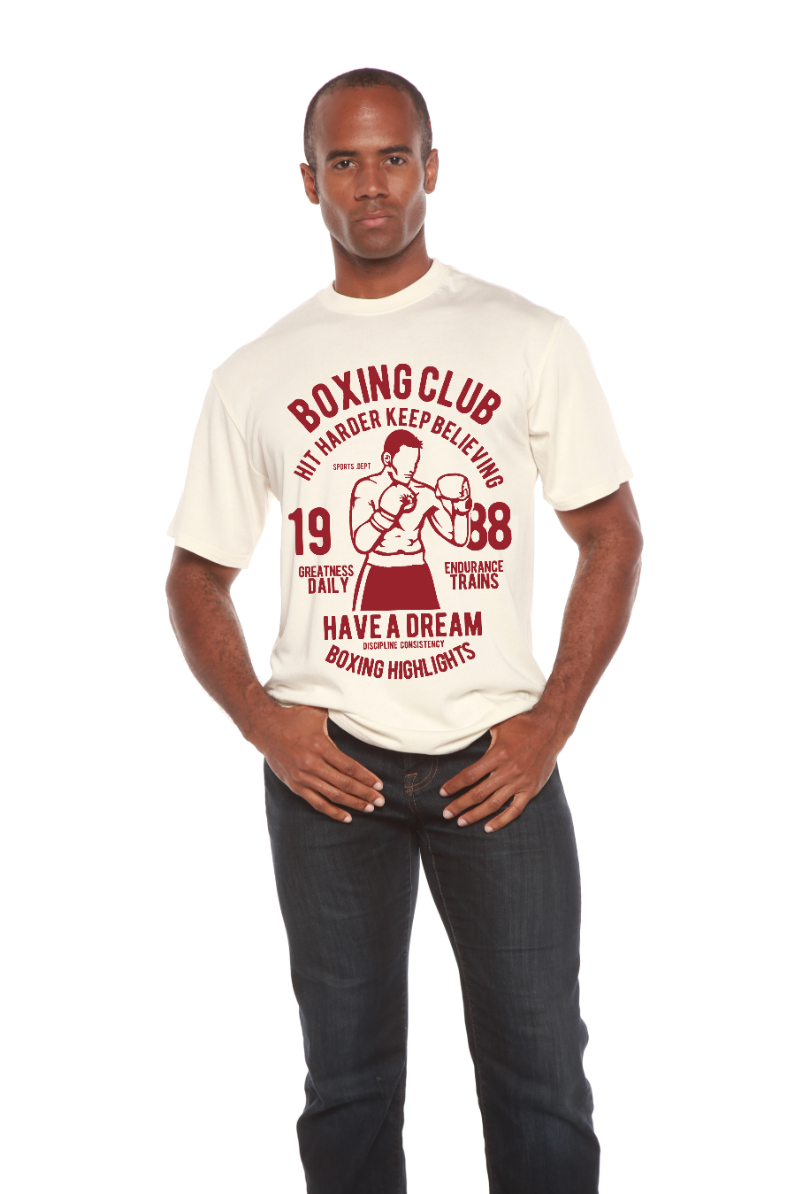 Camiseta gráfica de manga corta de bambú/algodón orgánico para hombre del Boxing Club
