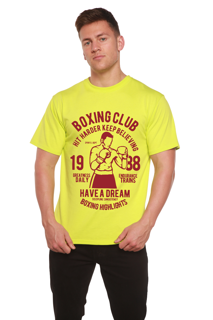 Camiseta gráfica de manga corta de bambú/algodón orgánico para hombre del Boxing Club