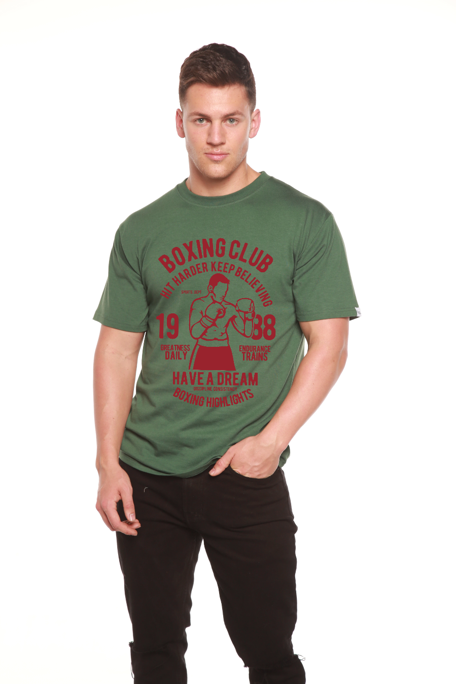 Camiseta gráfica de manga corta de bambú/algodón orgánico para hombre del Boxing Club