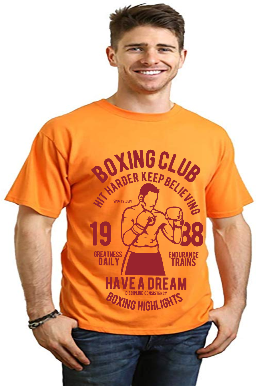 Camiseta gráfica de manga corta de bambú/algodón orgánico para hombre del Boxing Club