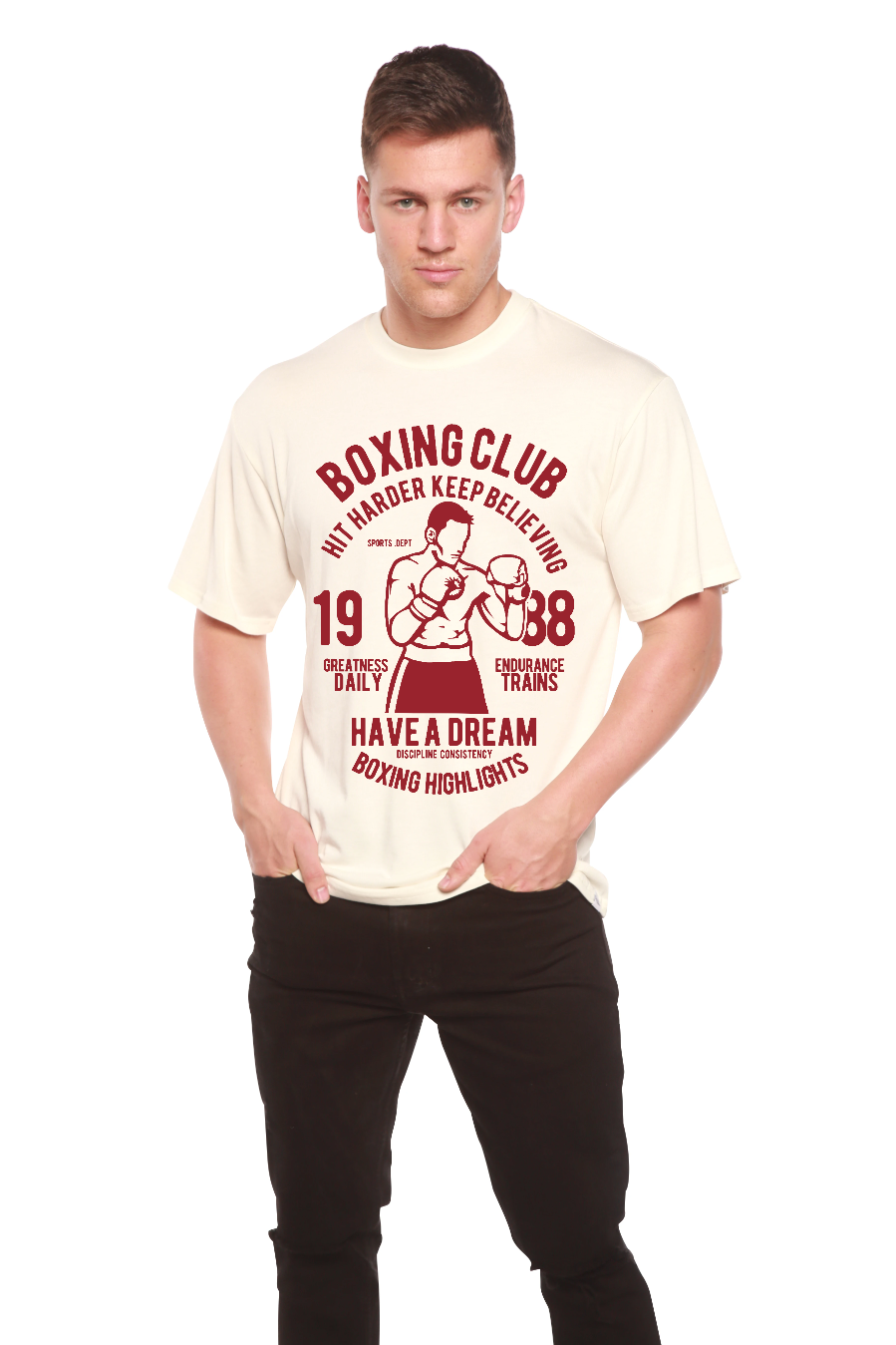 Camiseta gráfica de manga corta de bambú/algodón orgánico para hombre del Boxing Club