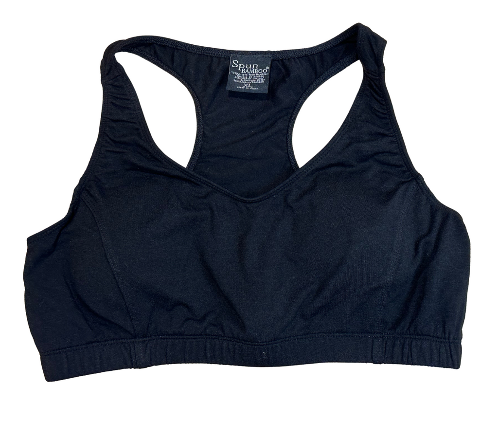 Sujetador deportivo acolchado de bambú para mujer, nuevo, en color negro