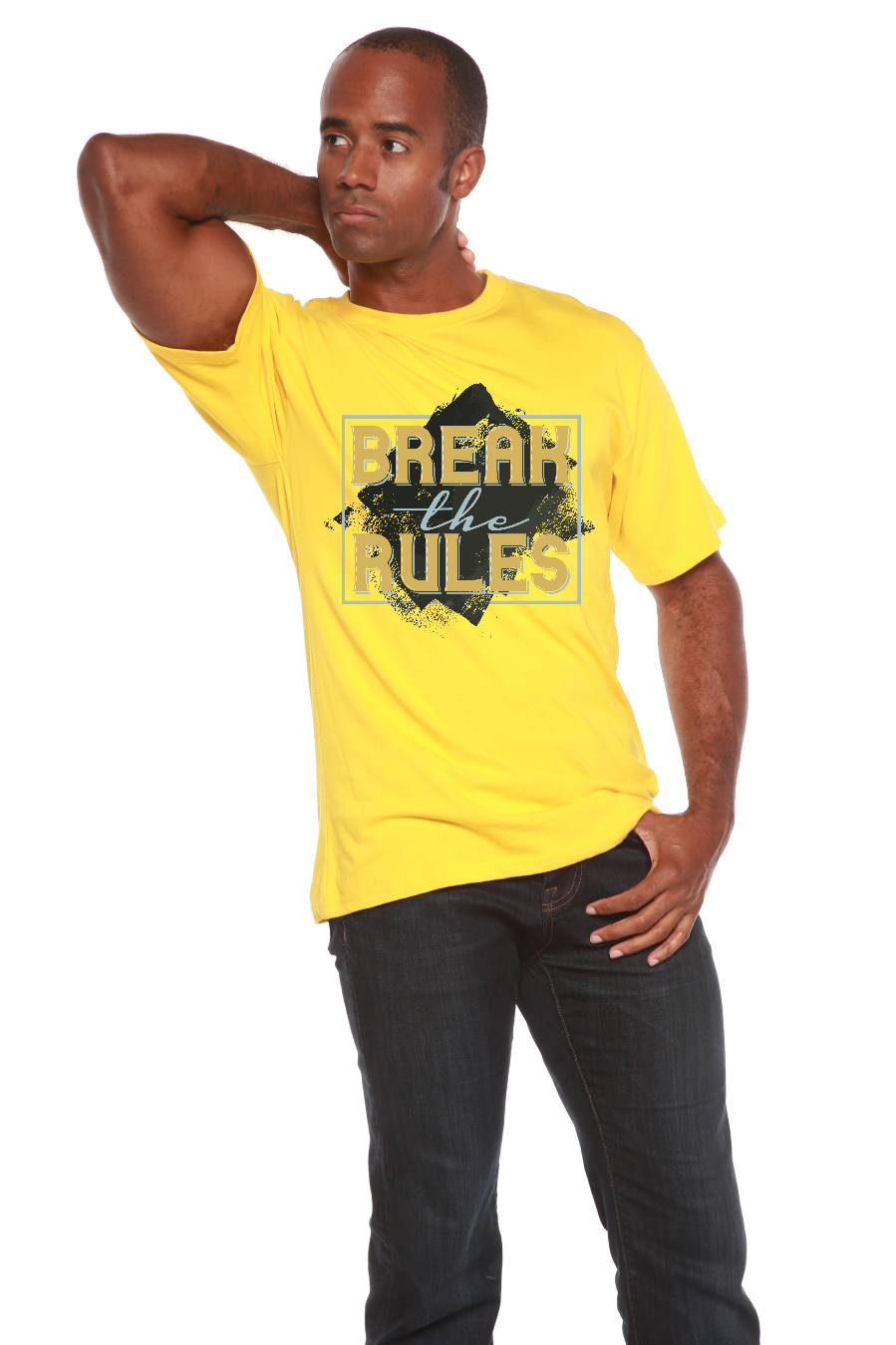 Camiseta gráfica de manga corta para hombre "Break the Rules" de bambú viscosa/algodón orgánico