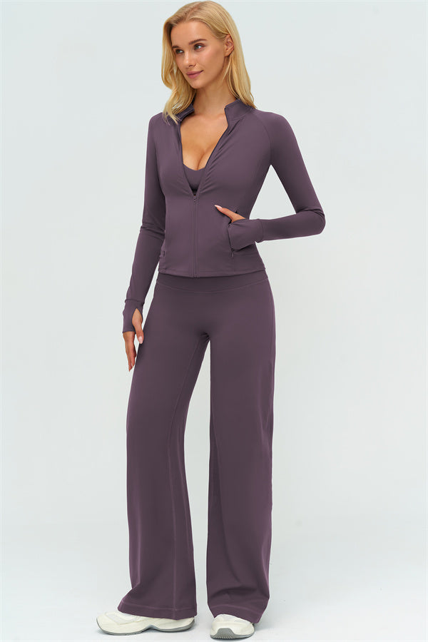 Conjunto de dos piezas de chaqueta Twirl con cremallera y pantalón de pierna recta