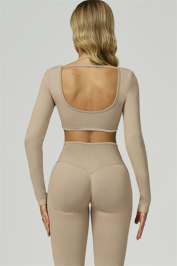 Conjunto de 2 piezas de leggings y top corto de manga larga Prime