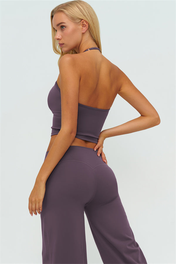 Top Halter Twirl y Pantalones Rectos de 2 Piezas
