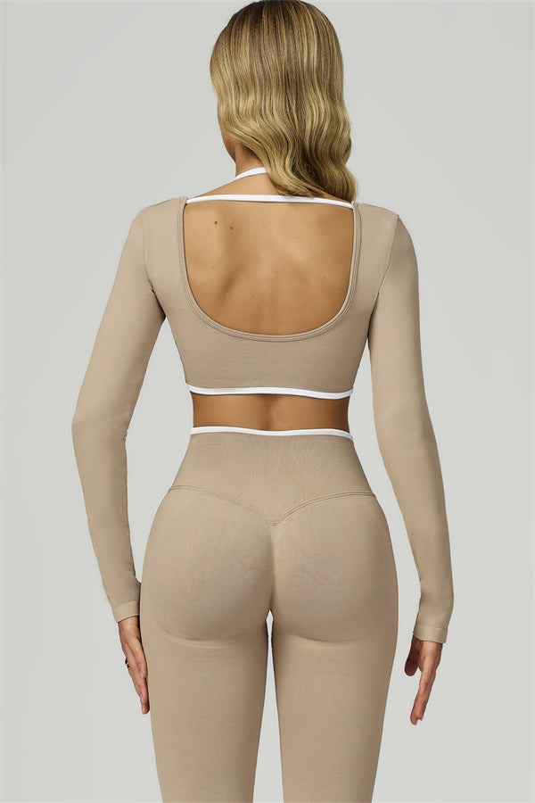 El conjunto de 2 piezas de crop top de manga larga y leggings Prime Line