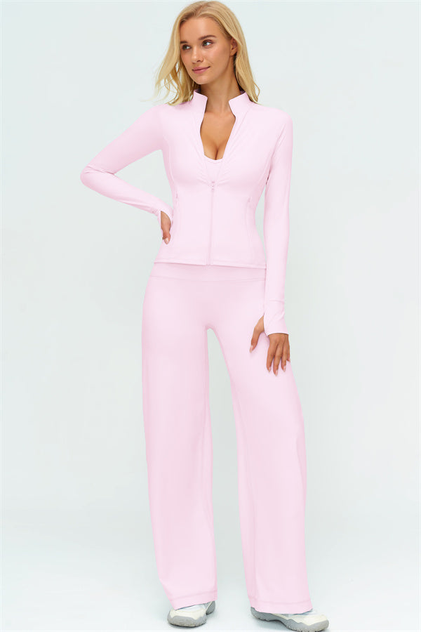 Conjunto de dos piezas de chaqueta Twirl con cremallera y pantalón de pierna recta