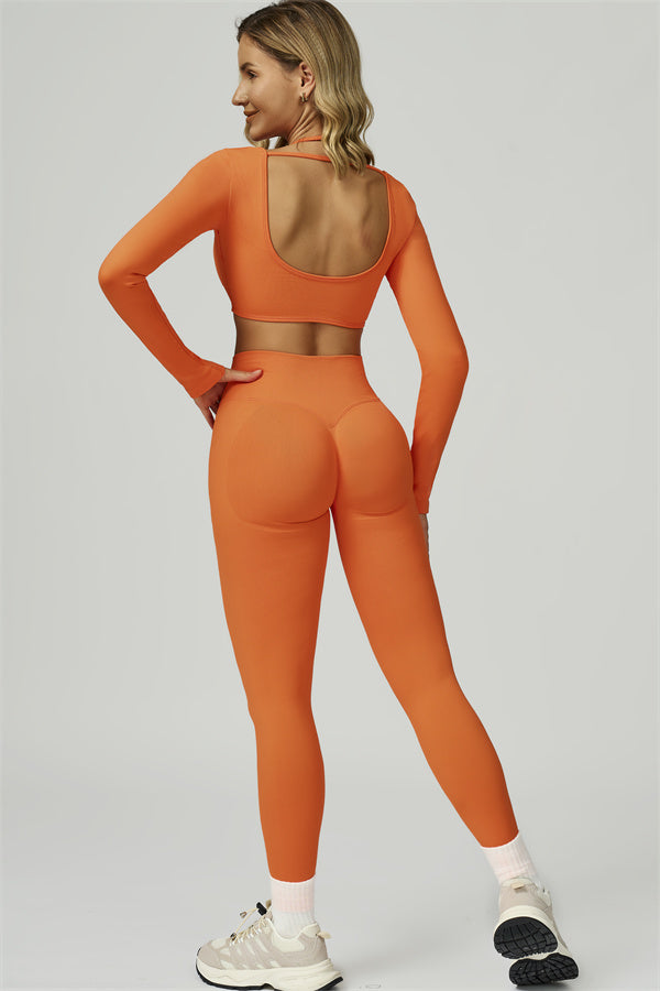 Conjunto de 2 piezas de leggings y top corto de manga larga Prime