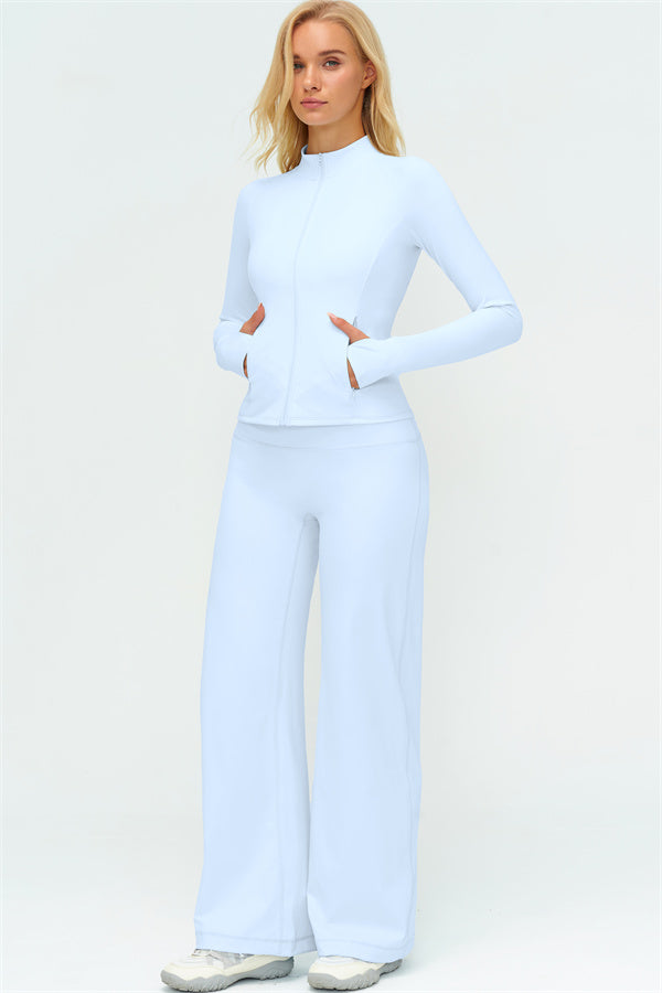Conjunto de dos piezas de chaqueta Twirl con cremallera y pantalón de pierna recta