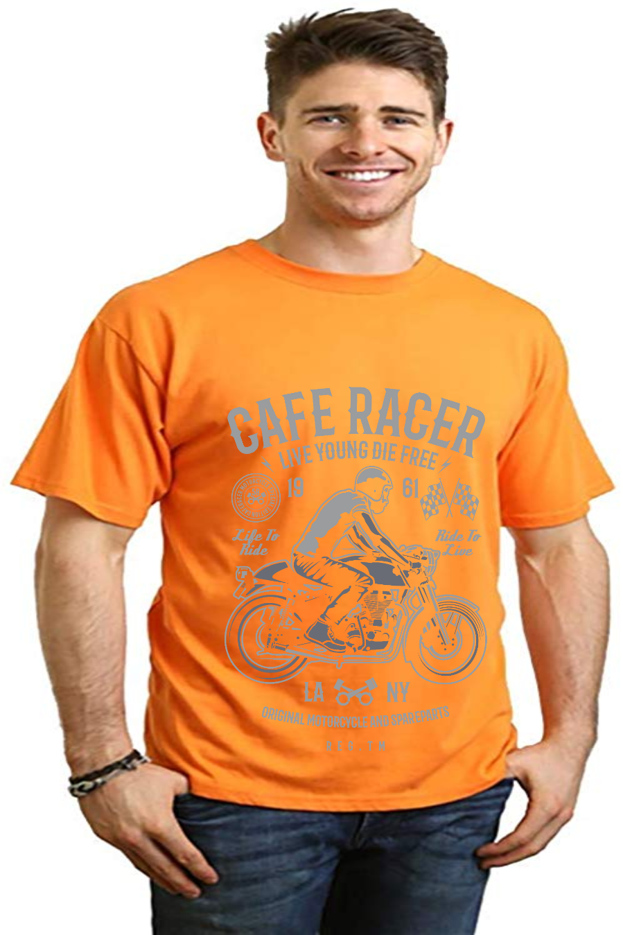 Camiseta gráfica de manga corta de bambú/algodón orgánico para hombre Cafe Racer