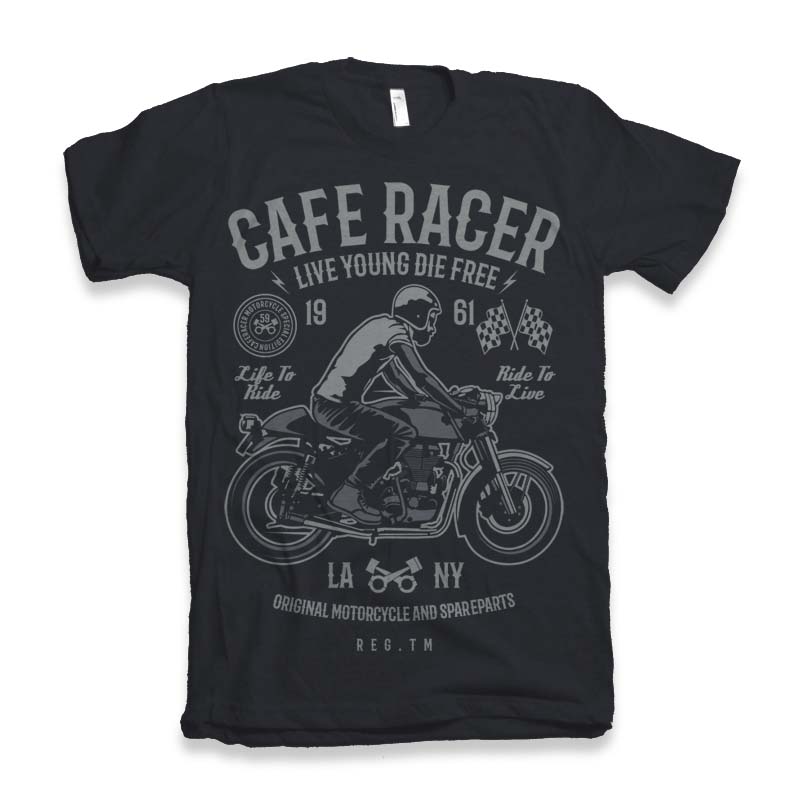 Camiseta gráfica de manga corta de bambú/algodón orgánico para hombre Cafe Racer