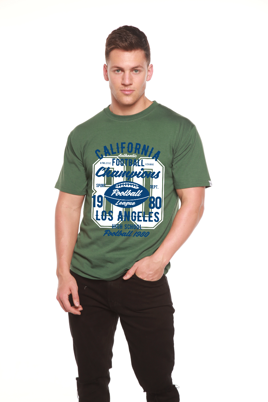 Camiseta gráfica de manga corta de viscosa de bambú/algodón orgánico para hombre de California Football