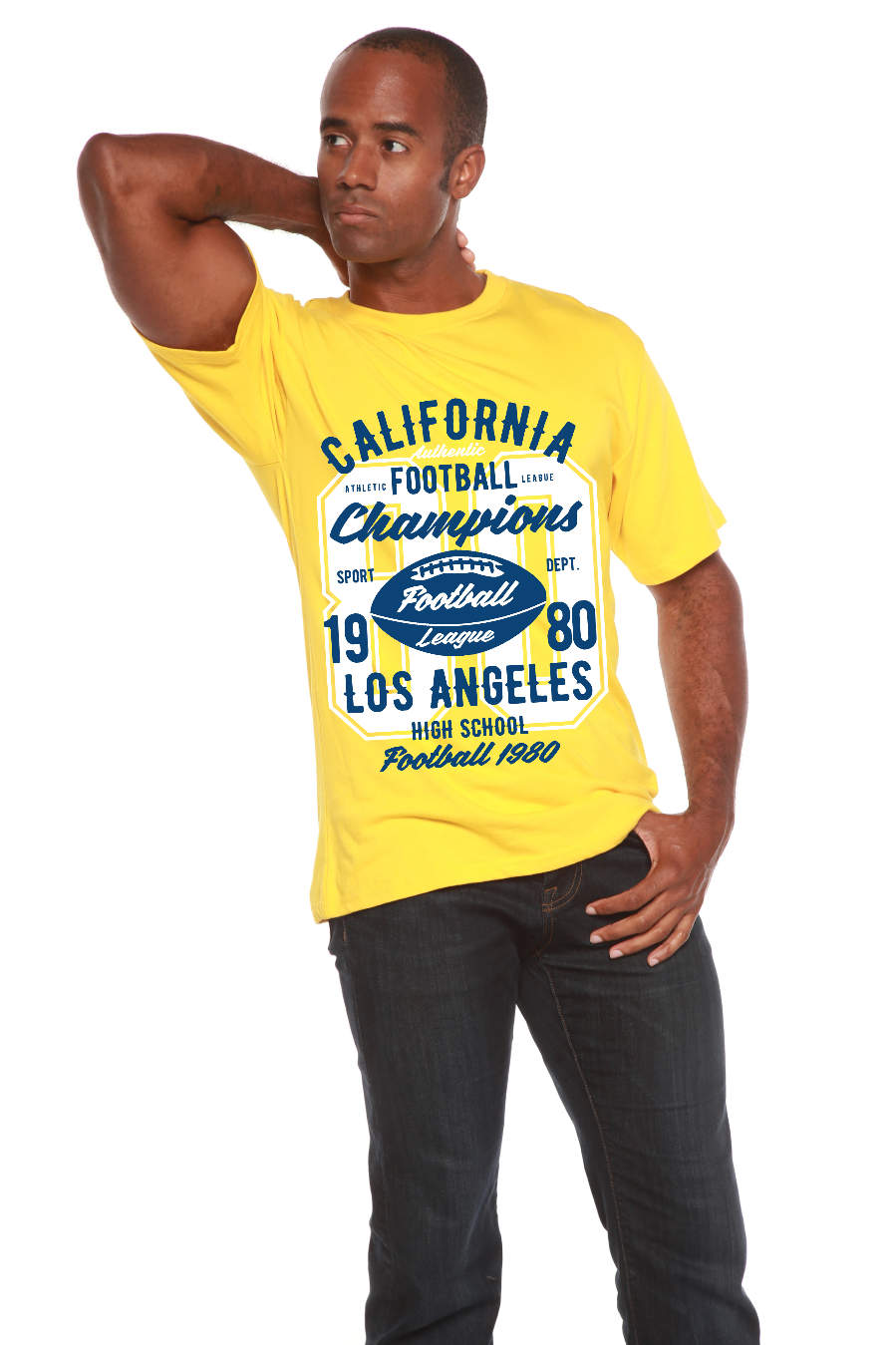 Camiseta gráfica de manga corta de viscosa de bambú/algodón orgánico para hombre de California Football