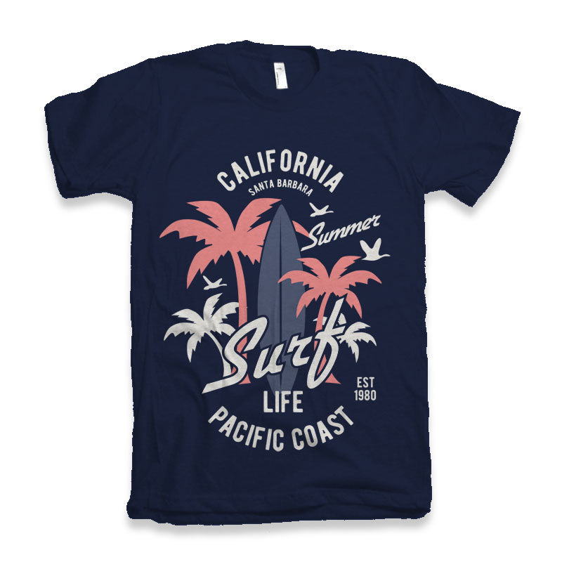 Camiseta gráfica de manga corta California Surf para hombre de bambú viscosa/algodón orgánico