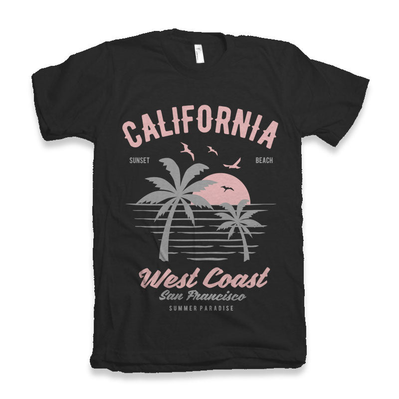 Camiseta gráfica de manga corta para hombre California West Coast de viscosa de bambú/algodón orgánico