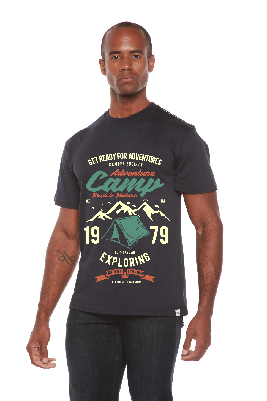 Camiseta gráfica de manga corta Camp Adventure de viscosa de bambú/algodón orgánico para hombre