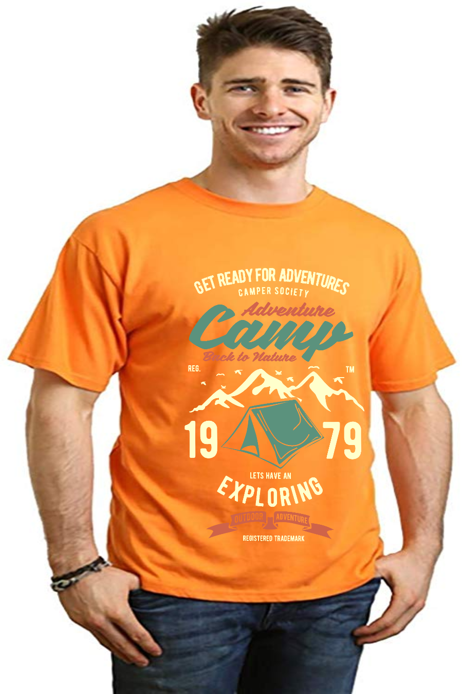 Camiseta gráfica de manga corta Camp Adventure de viscosa de bambú/algodón orgánico para hombre