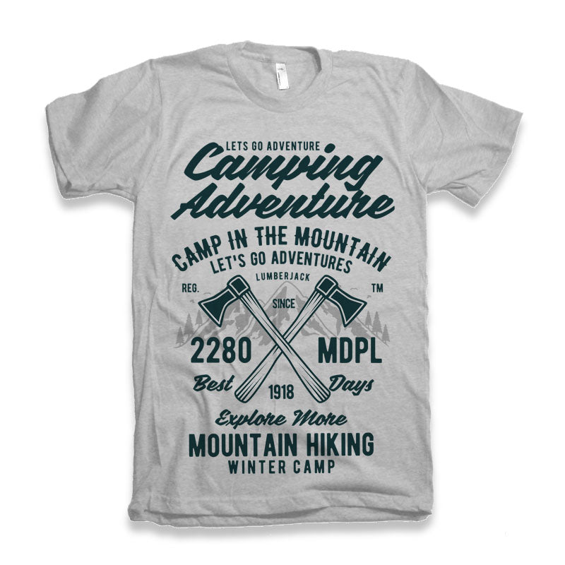 Camiseta de manga corta con gráfico de aventura de camping para hombre, viscosa de bambú/algodón orgánico
