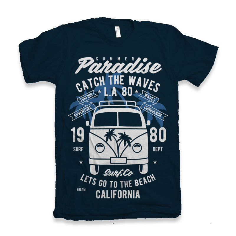 Camiseta gráfica de manga corta de viscosa de bambú/algodón orgánico para hombre Catch The Waves