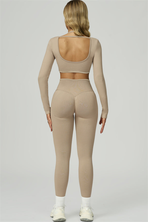 Conjunto de 2 piezas de leggings y top corto de manga larga Prime